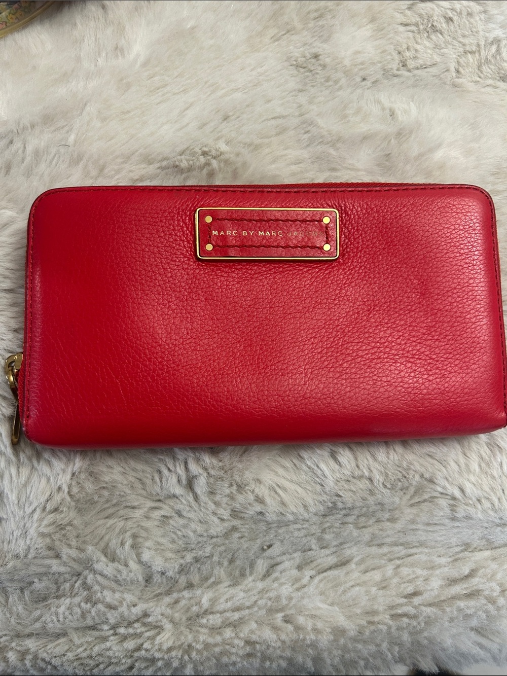 Marc by Marc Jacobs Bright Red Zip-Around Leather Wallet